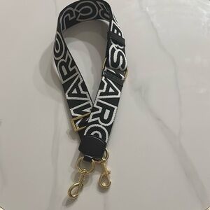 Marc Jacobs Black and White Logo Strap with Gold Hardware